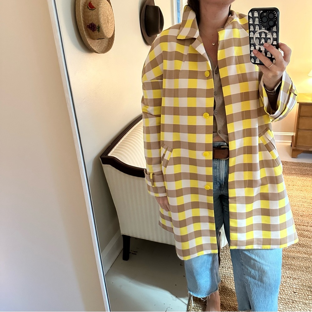 Anthropologie Maeve Yellow and Brown Gingham Coat - Picture 7 of 9